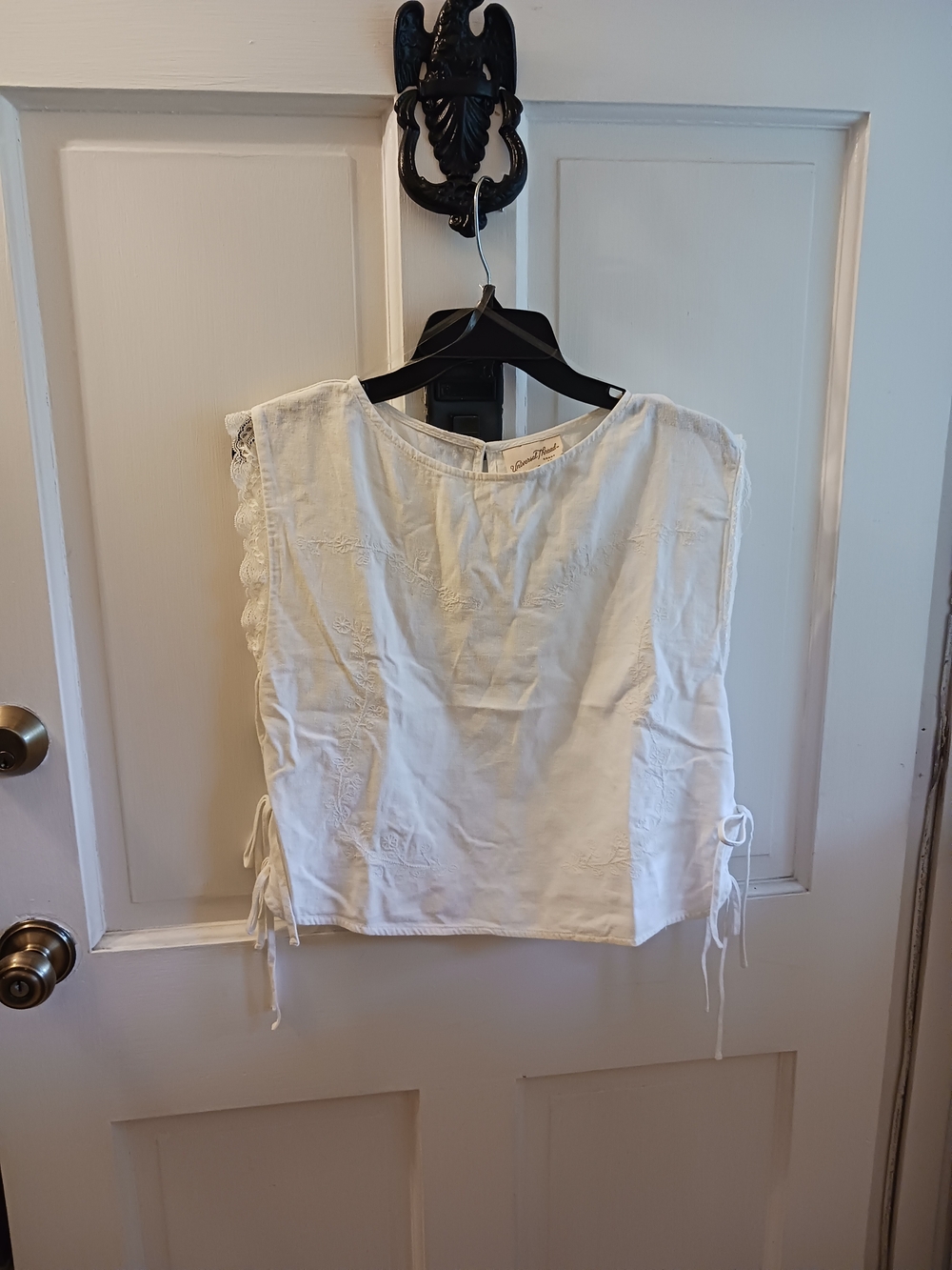 Universal Thread Gentle West Western Prairie Peasant Top White Embroidery Small
